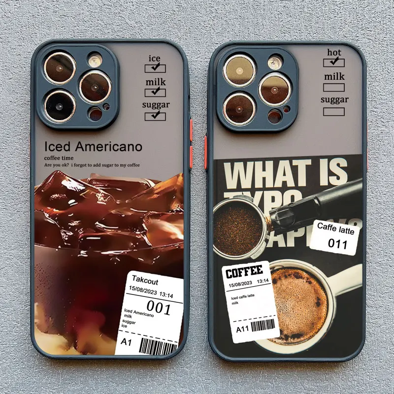 

Ice Coffee Phone Case for Iphone 15 14 Pro Max Cases Iphone X XR XS 7 8 14 Plus SE2 11 12 13 Pro Max Mini Shockproof Black Cover