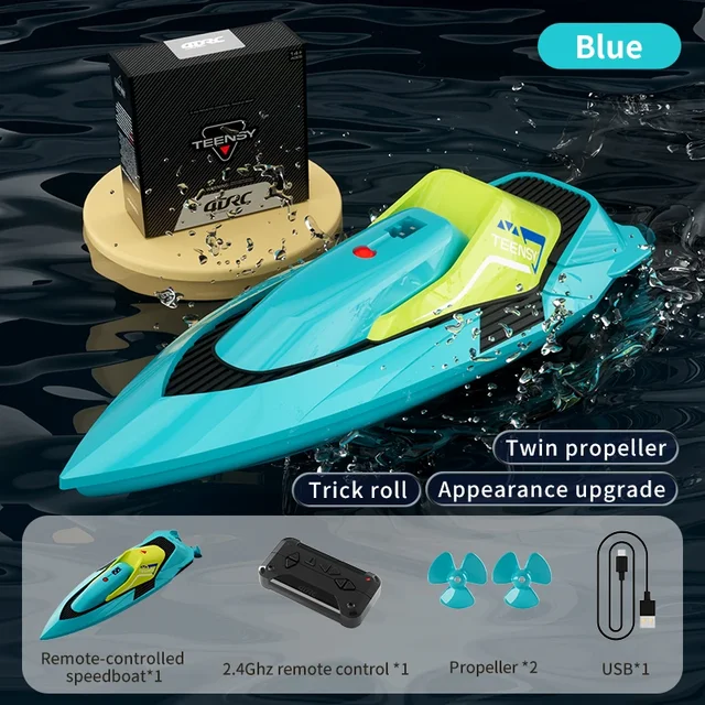 2.4G Remote Control Boat Dual Motor 10km/h High Speed Radio Remote Controlled Speedboat Mini RC Boat Summer Water Toy Pool Toys 6
