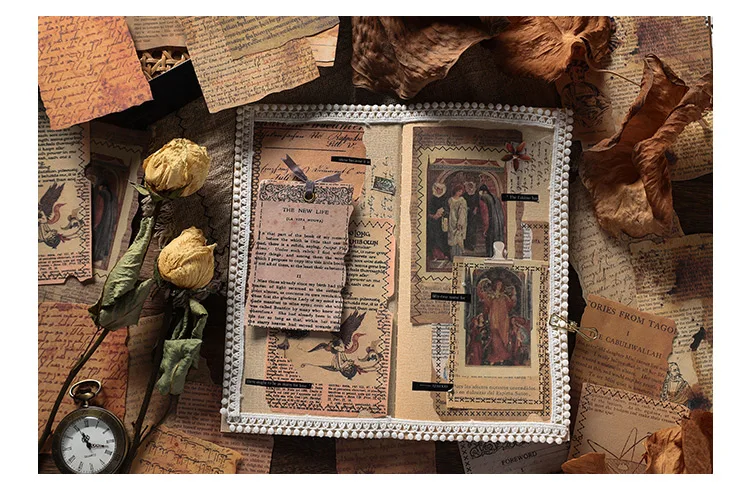 JIANQI Vintage Literatur und Kunst Scrapbook Scrapbook Material Papier Vintage Fotoalbum Nachrichten Tagebuch Brief Ästhetische Dekoration – Detail 19