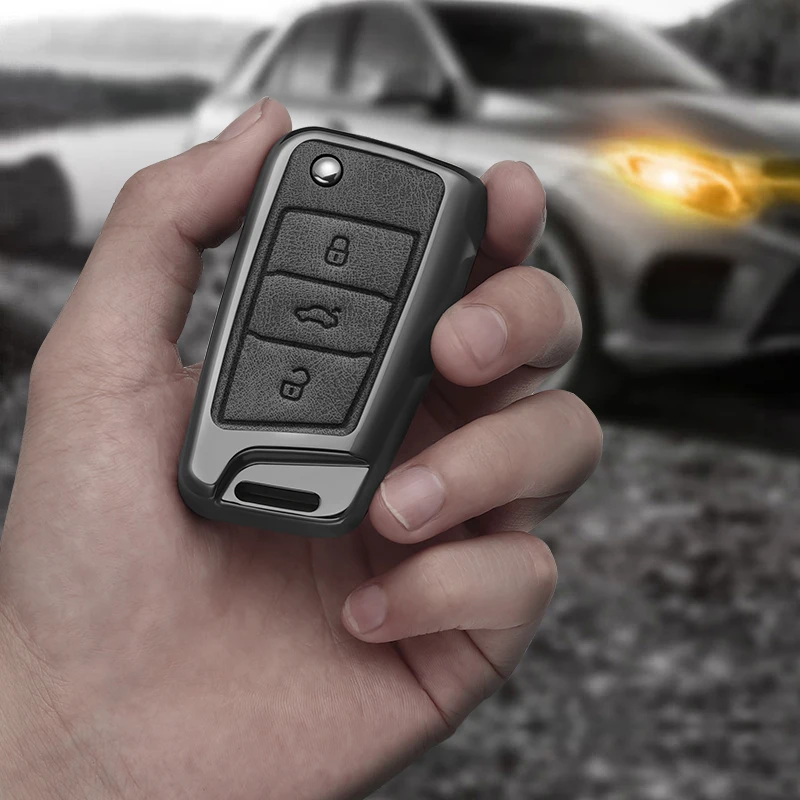 Alloy Style Car Key Case Cover Shell For Volkswagen for VW Bora Polo Tiguan Jetta Passat B5 B6 B7 Golf Beetle for Skoda Octavia