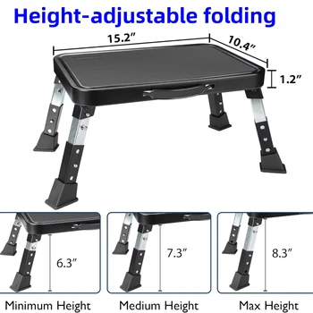 Adjustable Folding Stool with Non-Slip Platform and Thick Rubber Feet, Portable Ladder for Office RV Pet Bathroom Bedroom 1