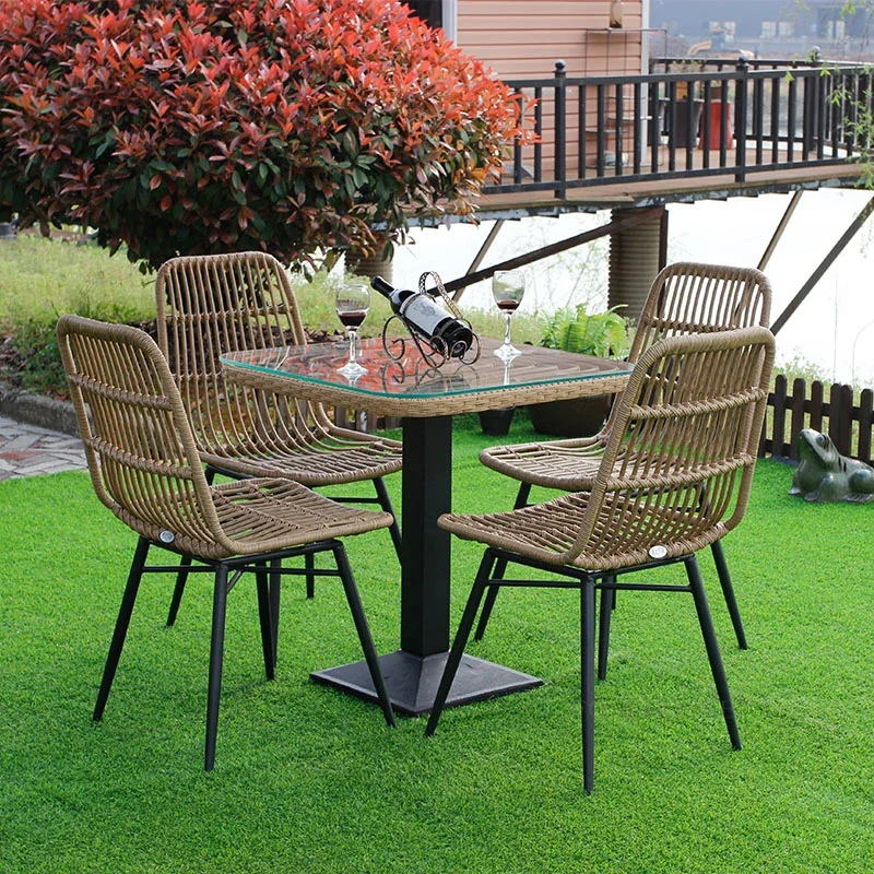 Nordic Rattan Outdoor Chairs Minimalist Modern Wrought Iron Leisure Garden Chair Backrest Balcony Beach Chair Outdoor Furniture portable camping chair