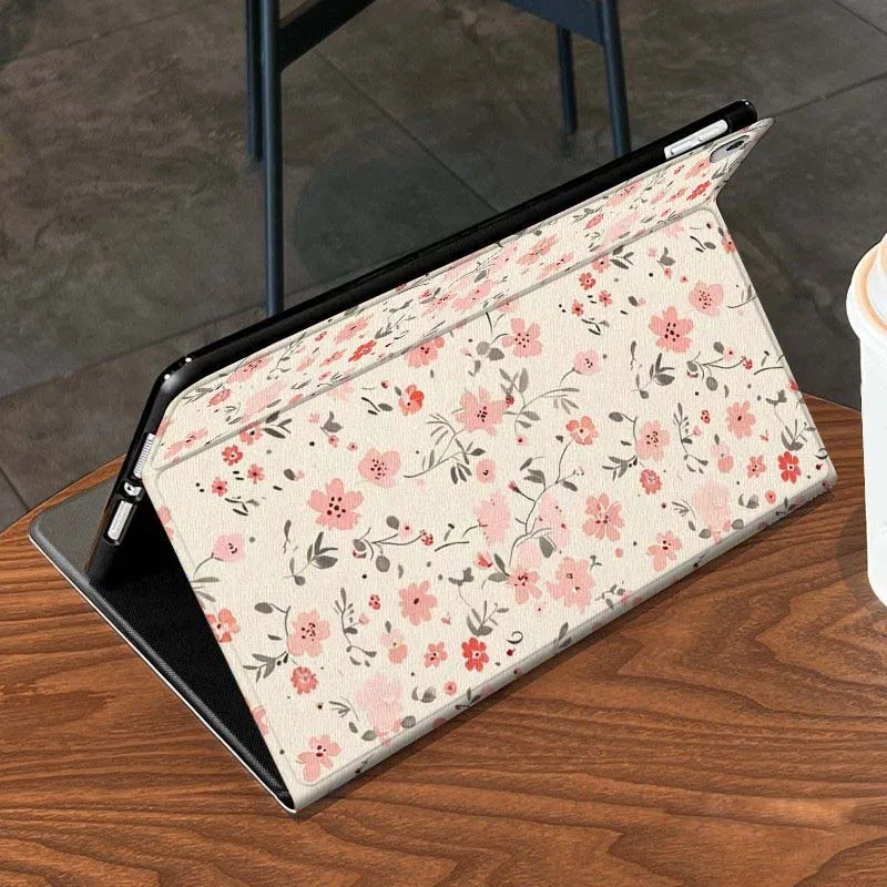 Cartoon Pink Flower Pattern Tablet Case