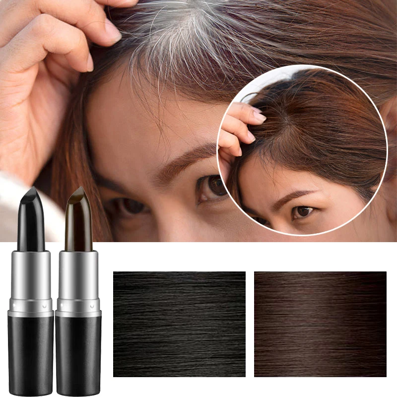 One-Time Hair Dye Pen Instant Gray Root Coverage Hair's Color Cream Stick  Black Brown Fast Temporary Cover Up White Hair Pen 1pc