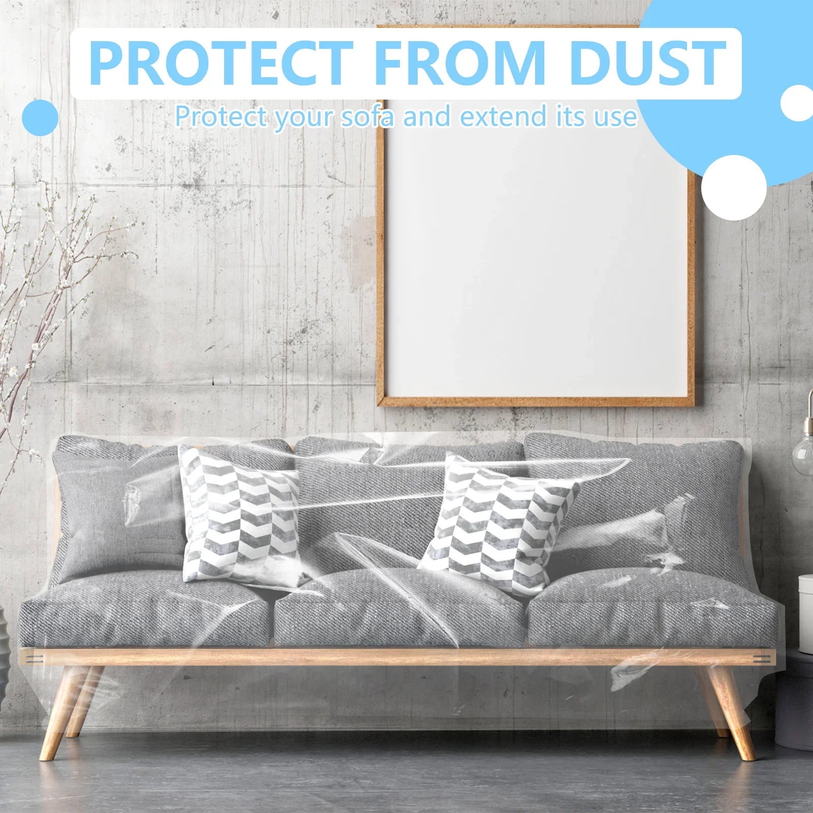 Couch Cover Pet Plastic Waterproof Dust Cover PE Transparent Furniture Covers Sofa Covers for Protection Against Cat Dog Clawing 2