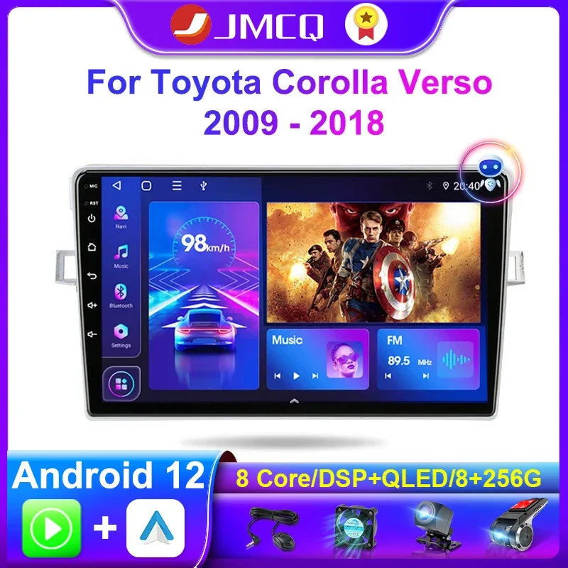 Jmcq Android 11 Car Multimedia Radio Per Toyota Corolla Verso Ar10 2009-2018 Player 2 Din Carplay Stereo Gps Head Unit Dvd