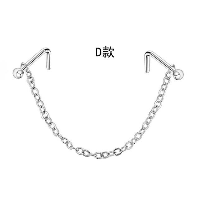 Double Nose Piercing Chain Nose Chain for Nostril Piercing Stainless Steel Nose Stud Decoration Earring Piercing Chain Women