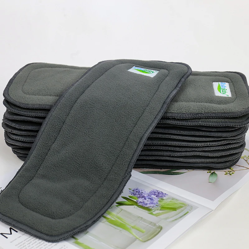 5pcs Ananbaby 2L Charcoal Bamboo+2L Microfiber Baby Diaper Insert With A Snap Supplier Washable Highly Absorb Cloth Adjustable