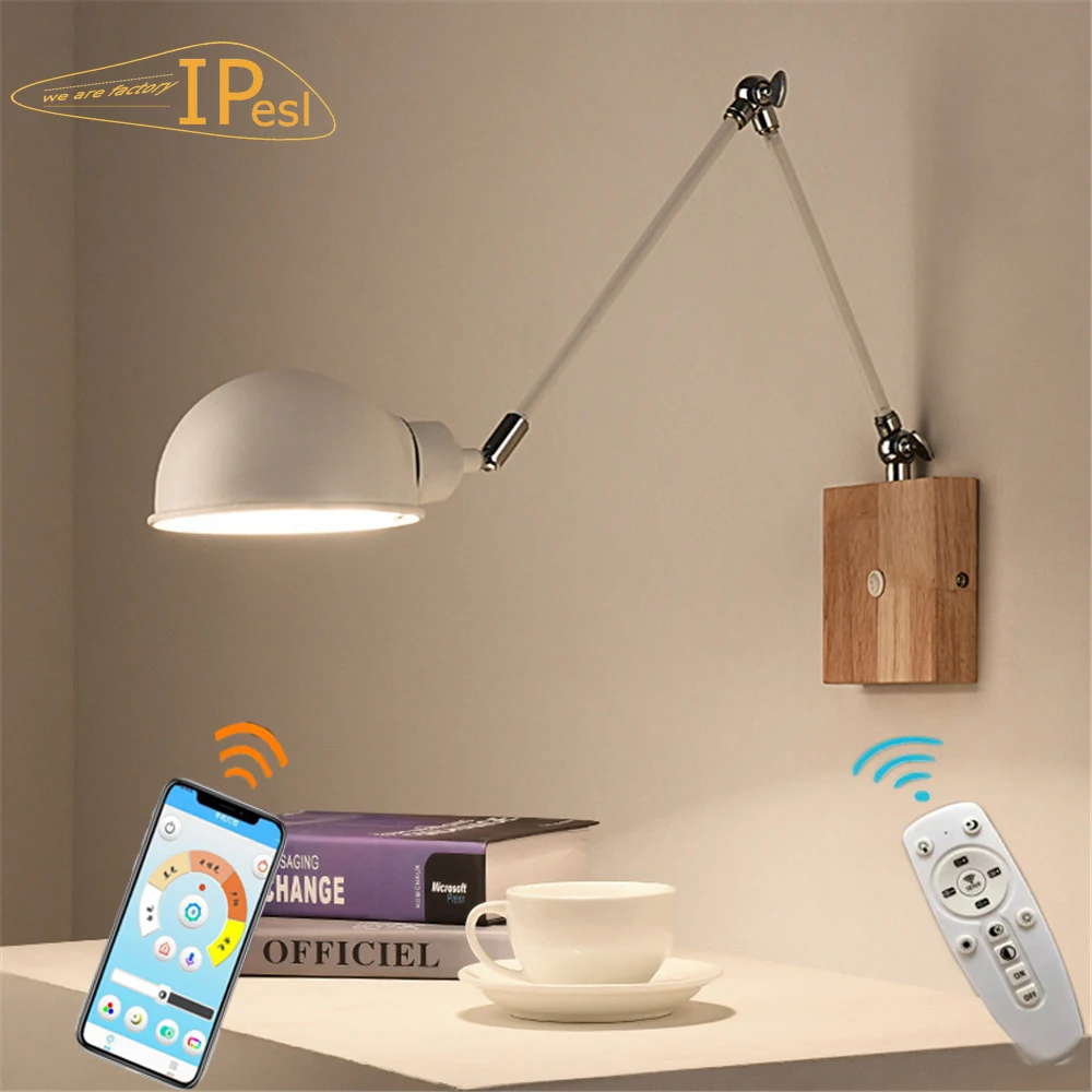 Modern nordic wood wall lamp with switch bedhead bedside wall lights ...