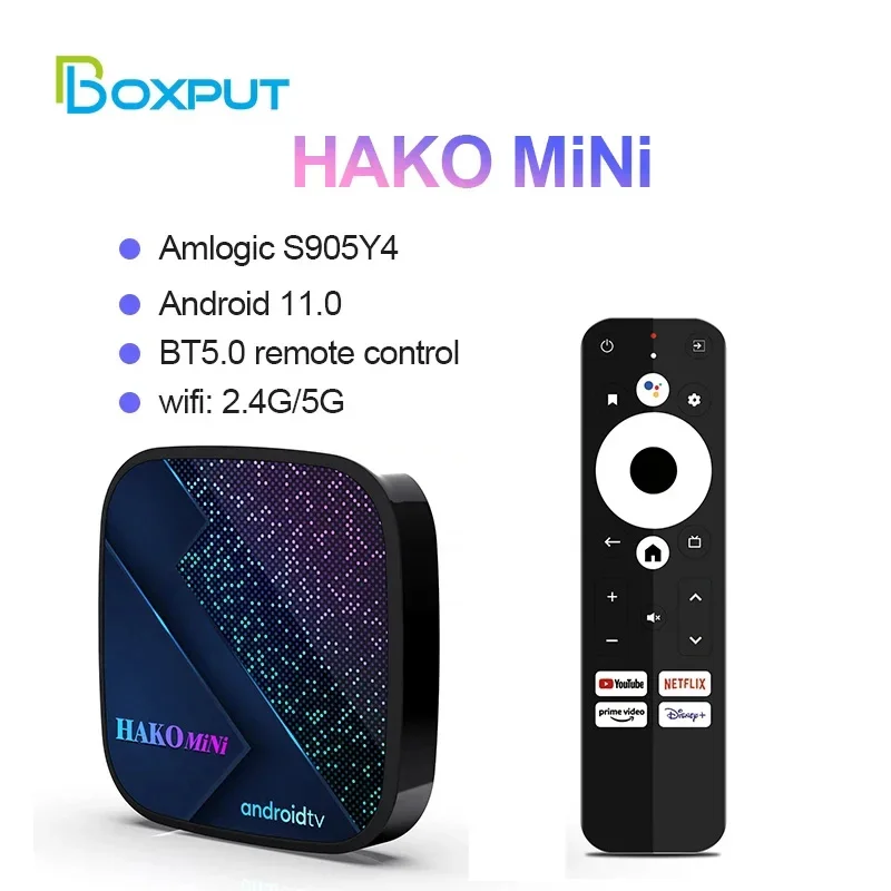 

HAKO Mini Smart TV Box Android 11 Google Certification Amlogic S905Y4 2.4G 5G Wifi BT5.0 4K HDR Media Player DDR4 4G Set Top Box