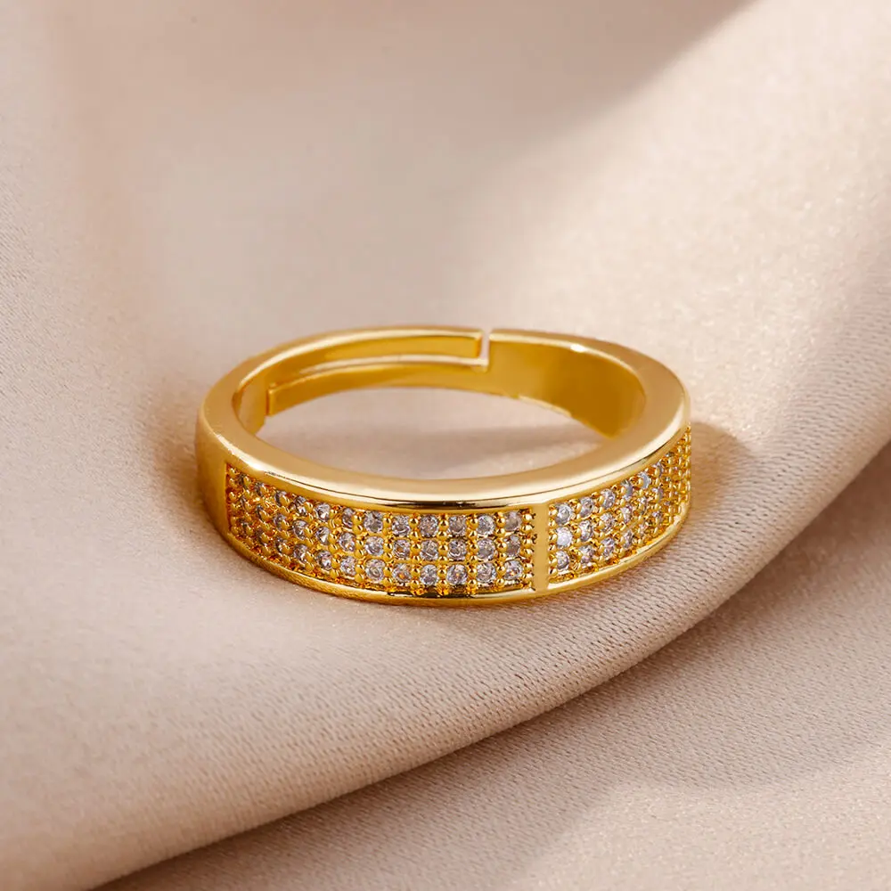 Zircon Geometric Ring Stainless Steel Adjustable