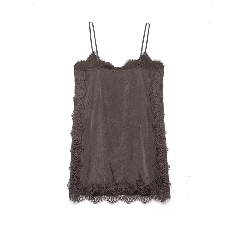 Women Lace Patchwork Sling Top Sexy Sleeveless Side Split Underwear Style Vest Top 2026 New Summer Lady Party Vacation Tops ﻿