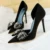 Shoes Rhinestone Bow Women Pumps Luxury Banquet Shoes Sexy High Heels Women Stilettos Party Shoes Large Size 41 42 43