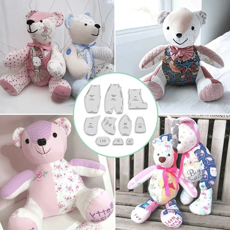 NUBECOM Children Toys DIY Sewing Pattern Acrylic Template Creative Memory Bear Templates Sewing Patchwork Ruler With Instruction