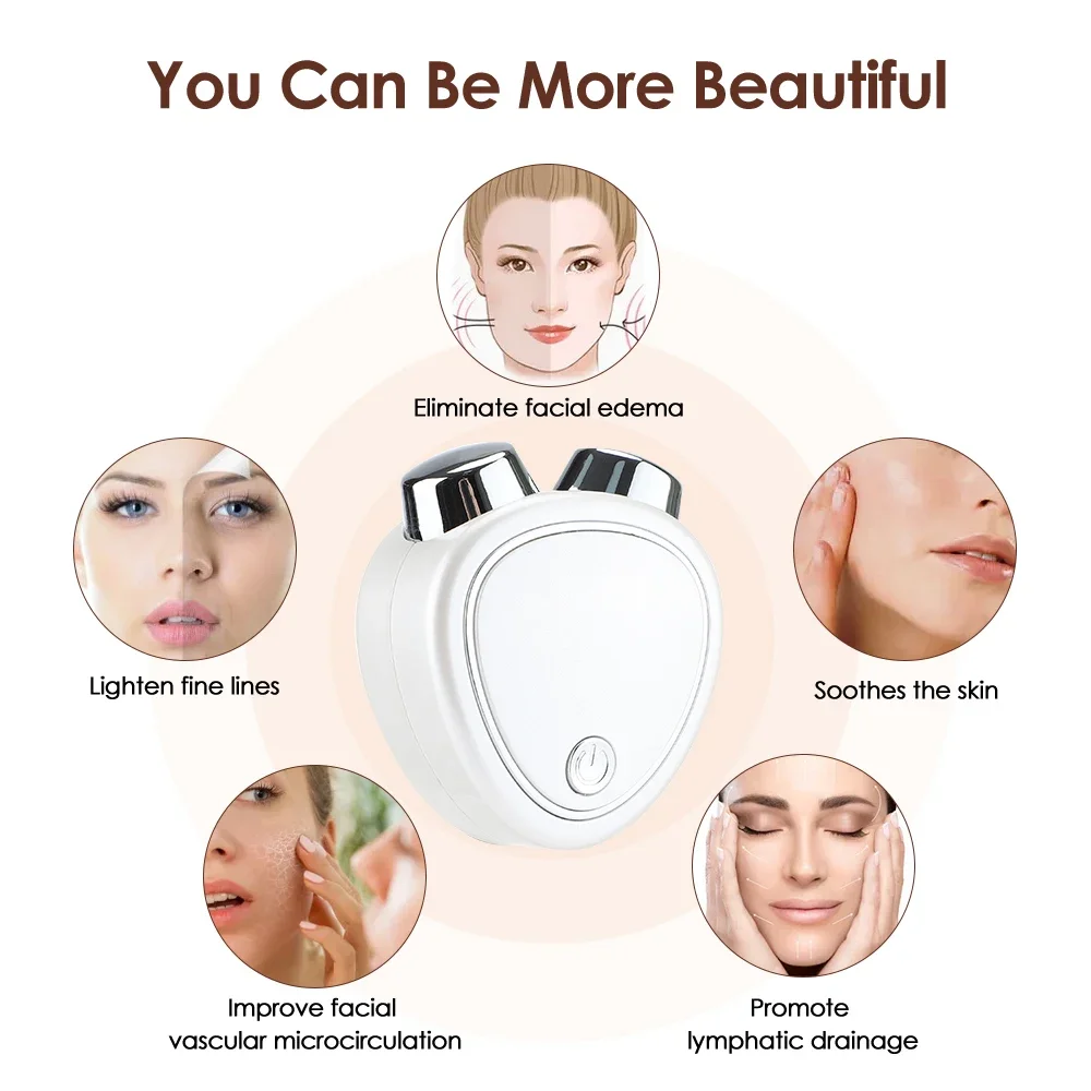 EMS Face Lifting Machine Facial Massager Microcurrent Roller Skin Tightening Rejuvenation Charging Anti Wrinkle Facial Beauty