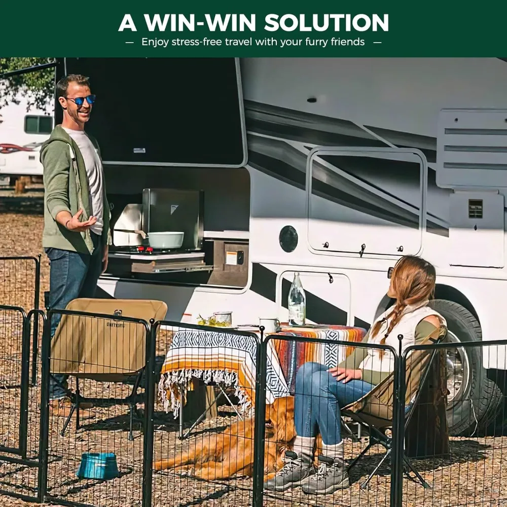 Rollick Dog Playpen for Yard, RV Camping, 45 inch 16 Panels for Large Dogs│