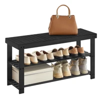 SONGMICS Shoe Rack Bench, 3-Tier Bamboo Shoe Storage Organizer, Entryway Bench, Holds Up to 286 lb, 11.3 x 35.4 x 17.8 Inches 1