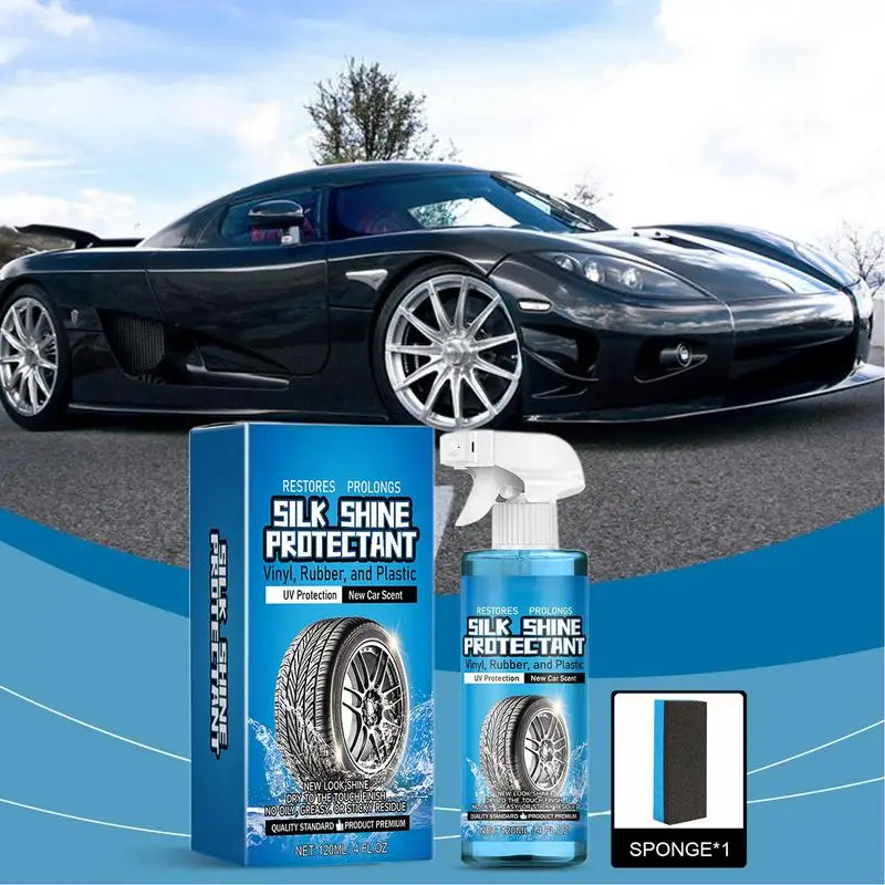 Wheel Cleaner Spray Powerful Vehicle Wheel Cleaner 120ml Auto Shine Rubber Part Portable Tire Shine Tire Stain