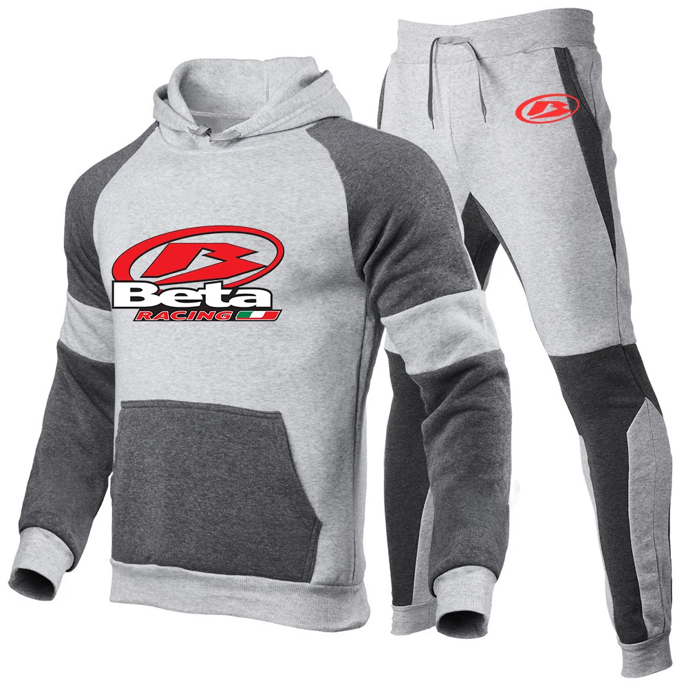 2024 Beta Racing Motocross Motorcycle New Autumn Men Comfortable Casual Joggers Hooded Sportswear Jackets Tricolor Splice Sets 6