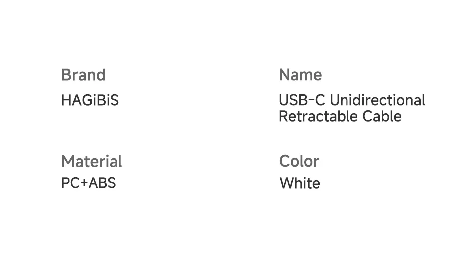 Unidirectional Retractable USB C Cable 100W Fast Charging
