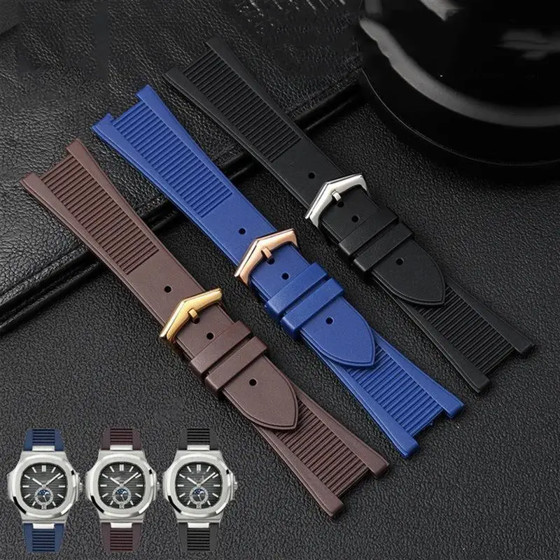 SCHIK For Patek Philippe 5711 5712G Nautilus wristband Silicone black blue brown Wristwatch Band 25*13mm Sports Rubber Watch