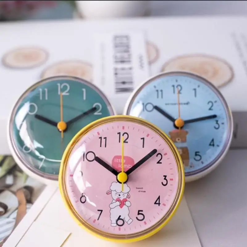 Mini Sucker Wall Clock Bathroom Anti-Fog Waterproof 7cm Kitchen Toilet Small Quartz Table Clock