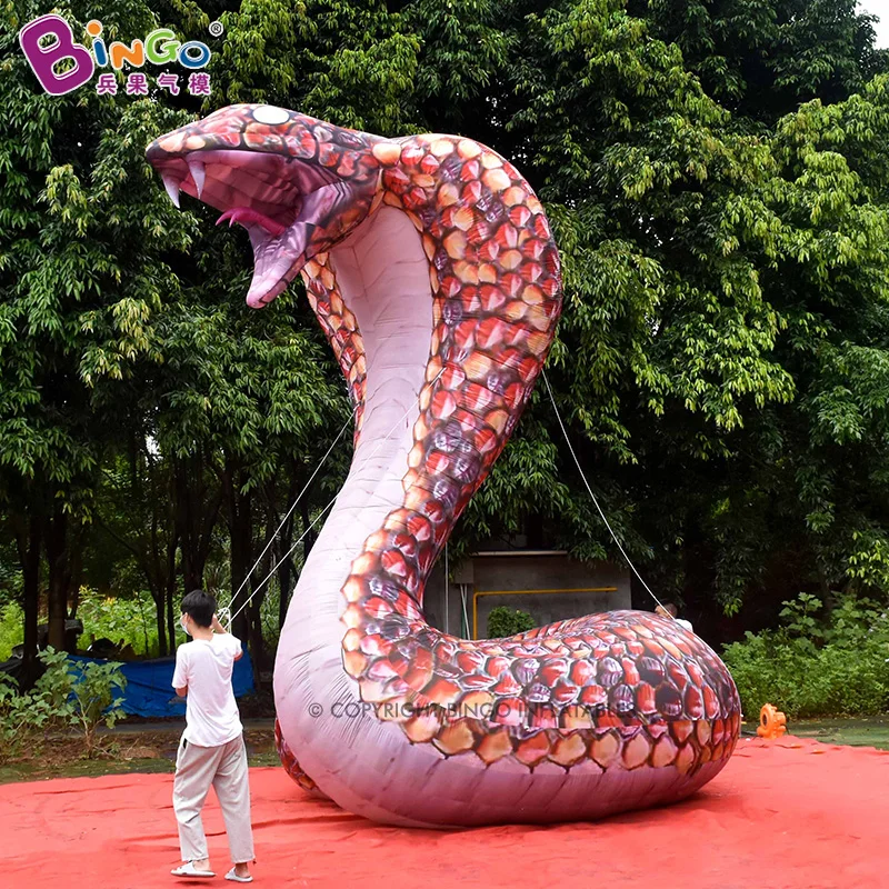 

4.3x3.9x6 Meters Blow Up Cobra Animal Replica Toybra Animal Replica Toy Vivid 20ft High Inflatable Snake Model Balloon For Decor