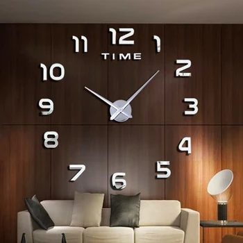 Fashion Modern Design Large Wall Clock 3D DIY Quartz Clocks Watches Acrylic Mirror Stickers Living Room Home Decor Horloge 1