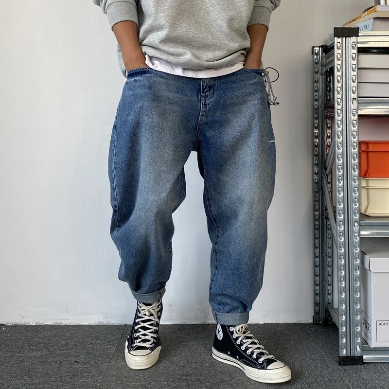 American High Quality Fashion Casual Jeans Men Clothing Streetwear Denim Straight Trousers Japanese Harajuku Casual Cargo Pants