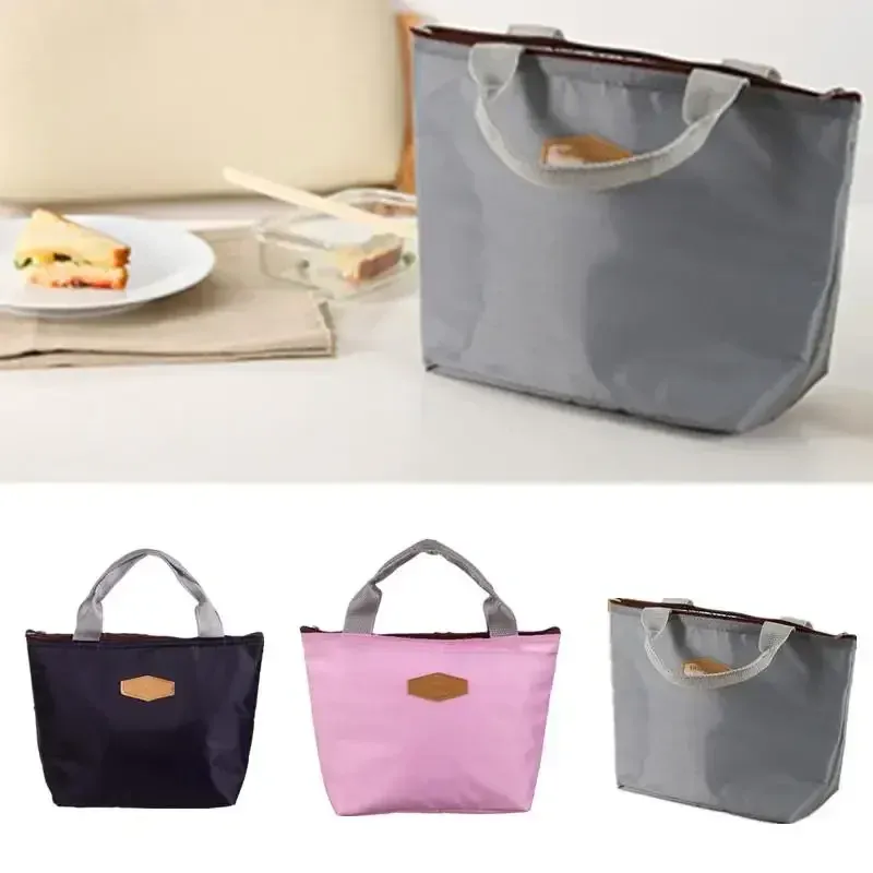Handbag Lunch Box Camping Picnic  Lunch Bag Solid Color Portable Insulated Refrigerated Bag Cold Food Cooler Thermal Bag
