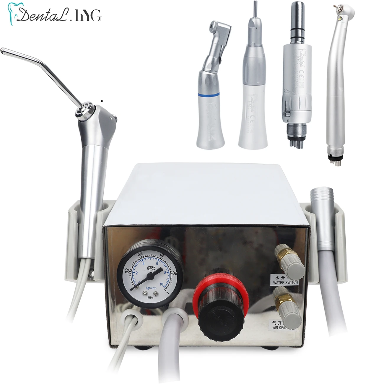 Dental Portable Turbine Unit With 3 Way Syringe 2/4Holes Tube Teeth Whitening Dentist Equipment Work With AIR Compressor