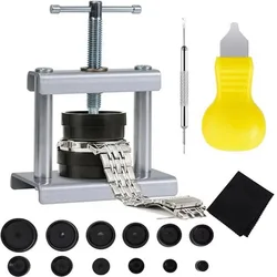 Comprehensive 22 - Piece Watch Repair Tool Kit with Pressure Plates, Ear Punch, Dust Cloth, Bent Knife, Cover Presser, and Battery Tool (16PC package)