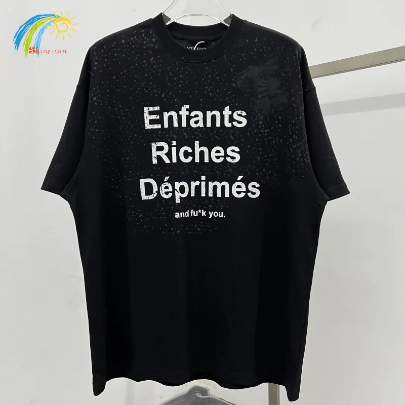 

Classic Letters Logo Printing Enfants Riches Deprimes T Shirt Oversized Tee Vintage Washed Black Deep Blue ERD T-Shirt Tops