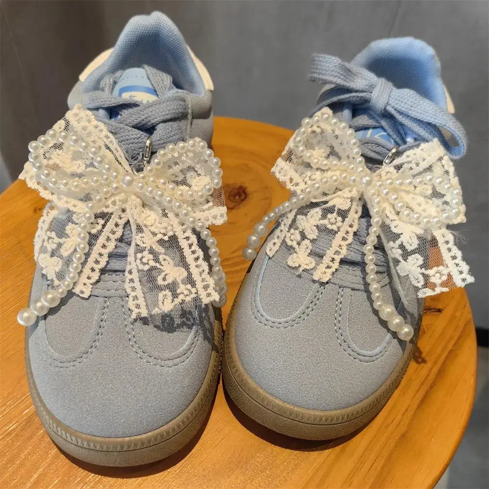Elegant Lace Bow Shoe Charms with Olive Accents - Decorative Accessories