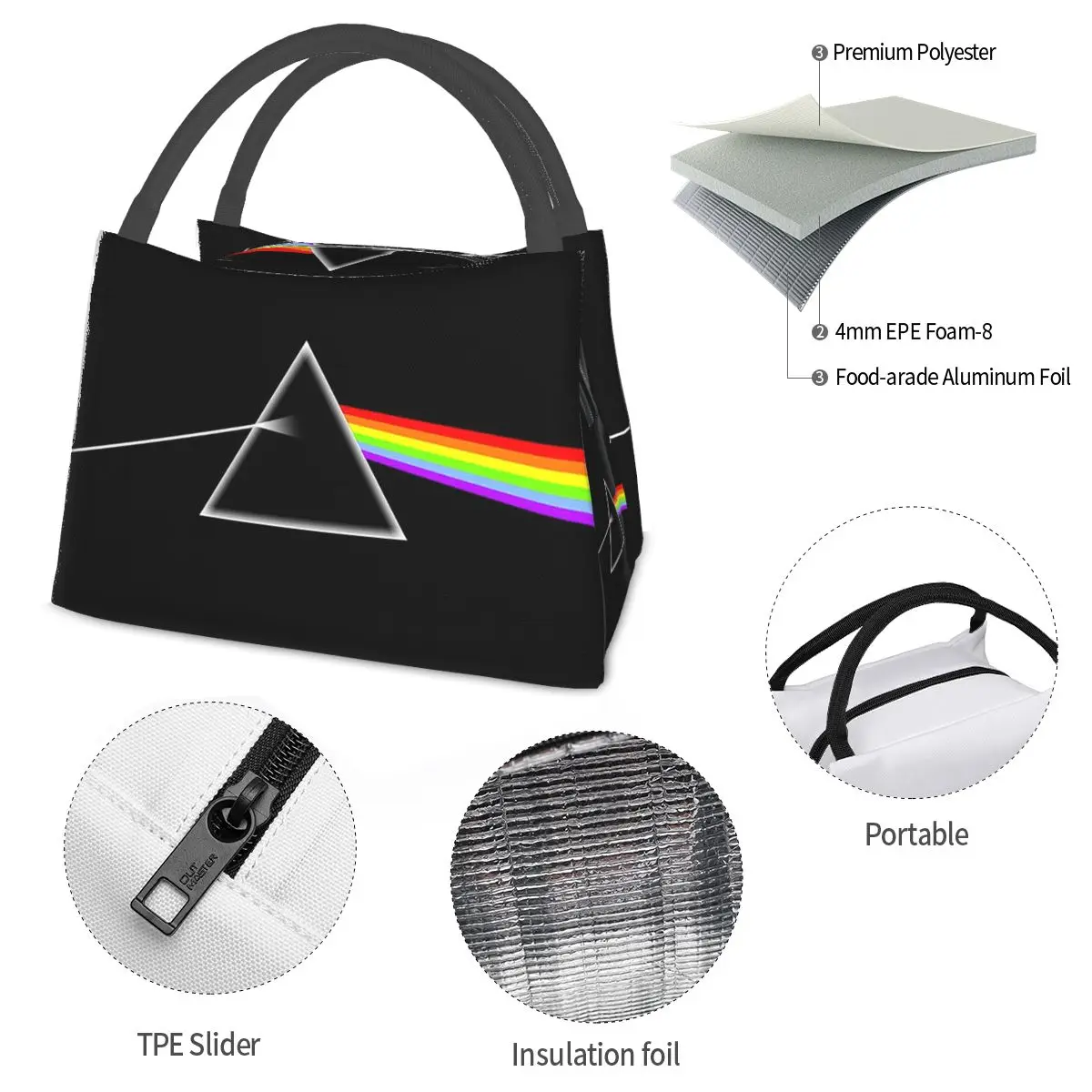 Singer Love Pink Band Floyd 여성용 절연 점심 가방 도시락 보관 식품 상자 컨테이너 쿨러 열 도시락 토트 백