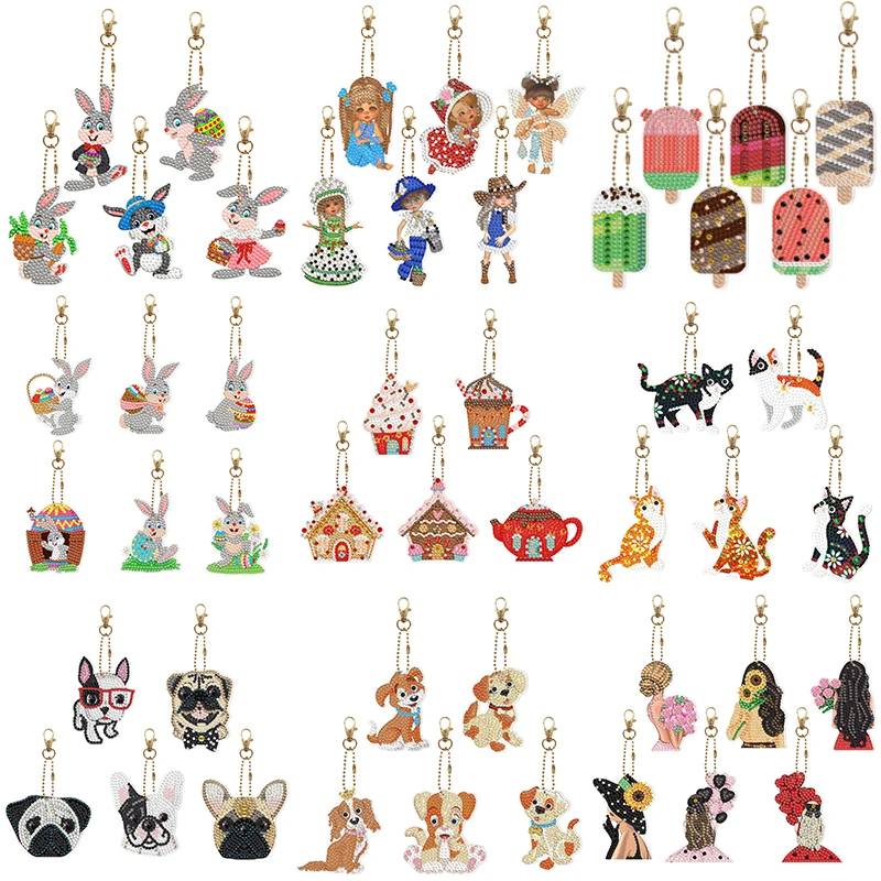 

Брелок с алмазной мозаикой для девочек, собак, кошек, 5/6 шт.