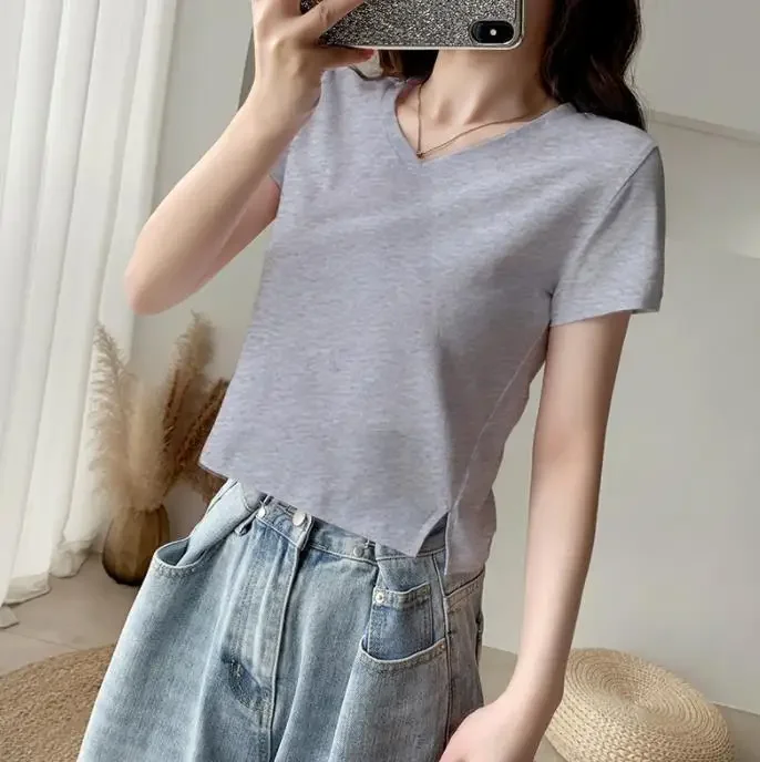 

Short T-shirt V-neck Short Sleeve girls