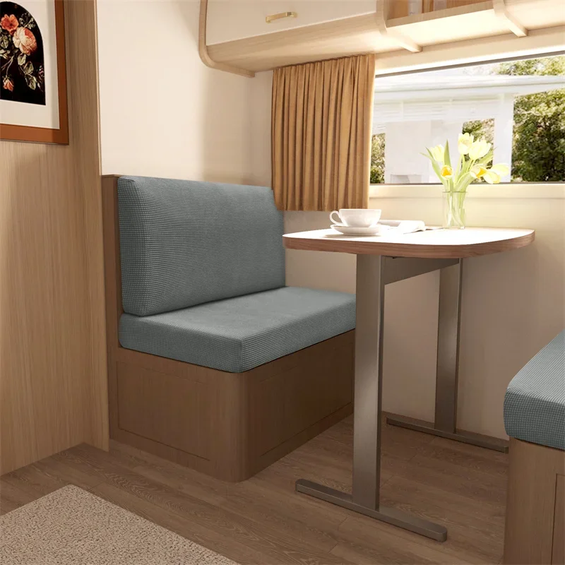 2pcs/set Polar Fleece RV Seat Cushions Covers Elastic Dinette Sofa Cover Stretch Adjustable Seat Slipcovers Camper Chair Covers 4