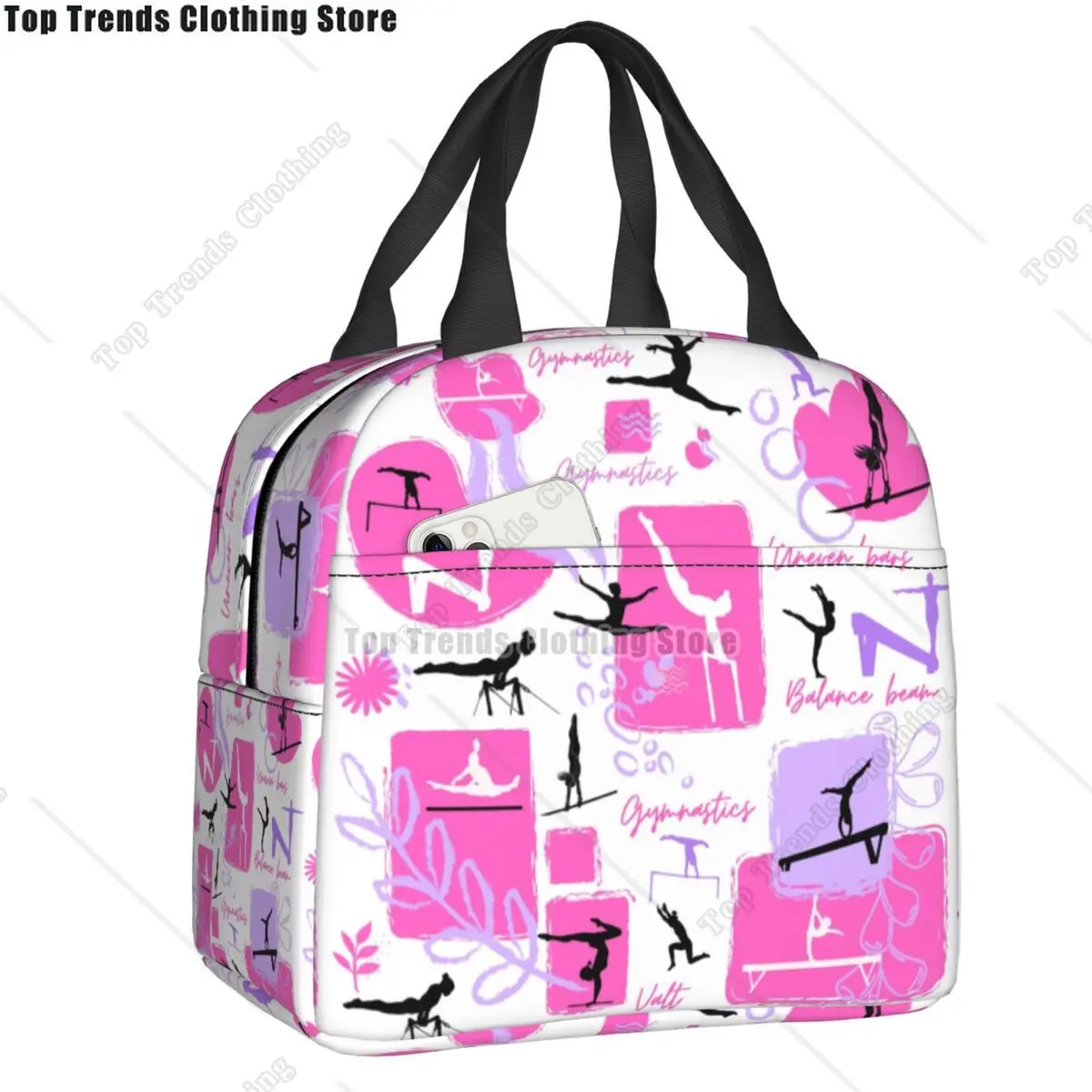 Dance Rhythmic Gymnastics Lunch Bag Women Warm Cooler Insulated Lunch Box for Adult Office