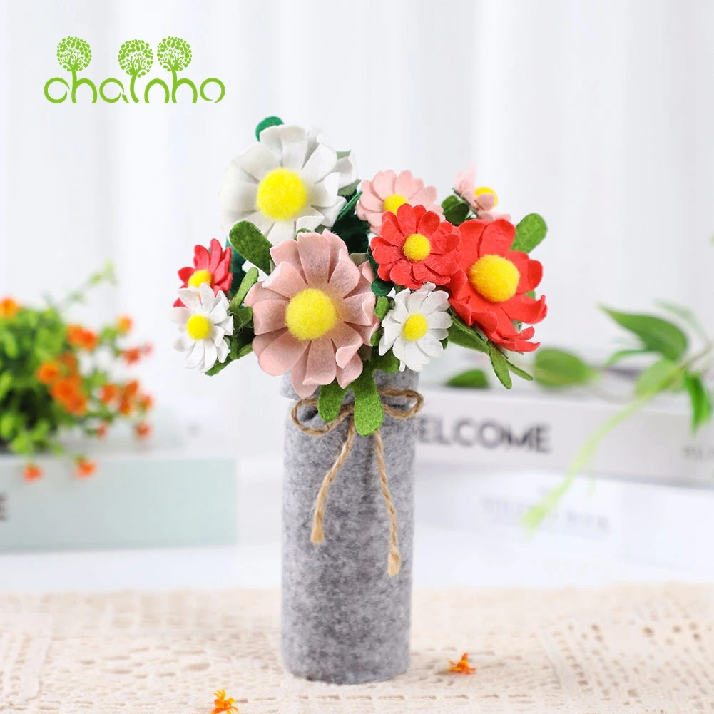 Chainho,DIY Handmade Non-woven Pre-Cut Material Sets,Semi Finished Item,Simulation Floral With Vase Series,6 Designs,25FP7