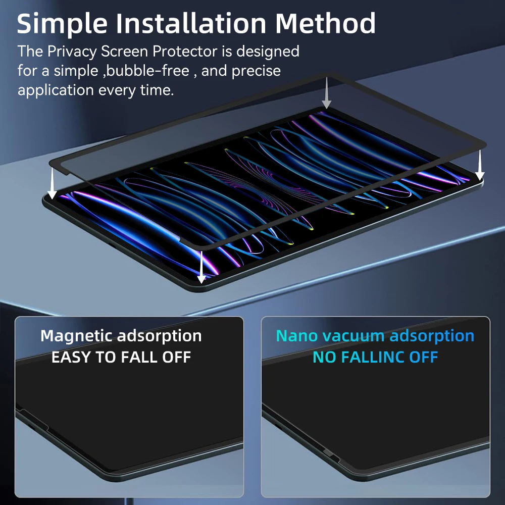 Фото Защитная пленка для iPad 10th Gen iPad Pro 10,5 11 12,9 Air 4 5th для iPad 10,2 7th 8th 9th Gen, съемная антишпионская пленка №5