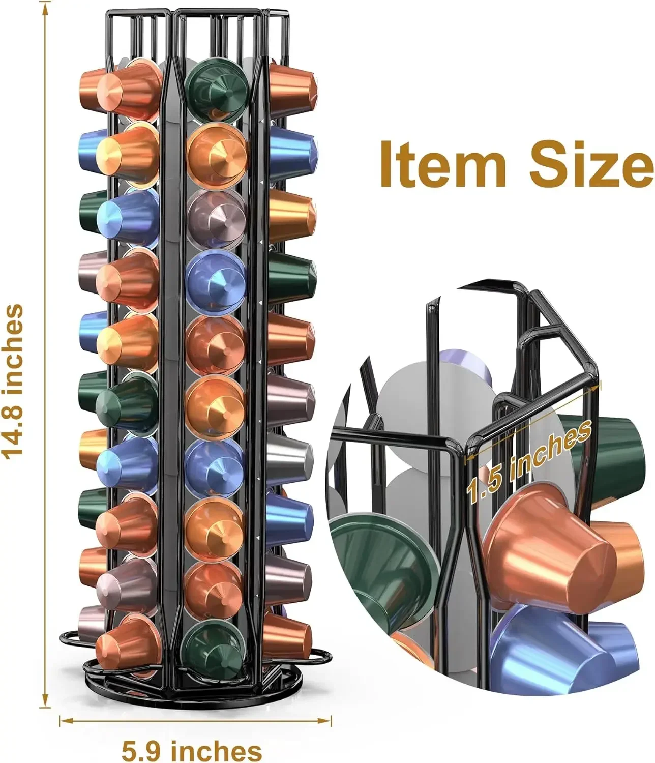 

360 Holder Nespresso 60 Pod Carousel Rotatable Originalline Capsules Storage for Organizer Pods Coffee