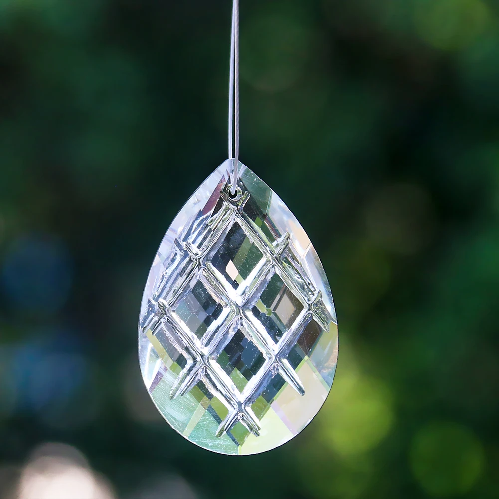 

48MM Transparent Carved Grid Crystal Pendant Chandelier Accessories Home Wedding Hanging Decoration Ornament Craft