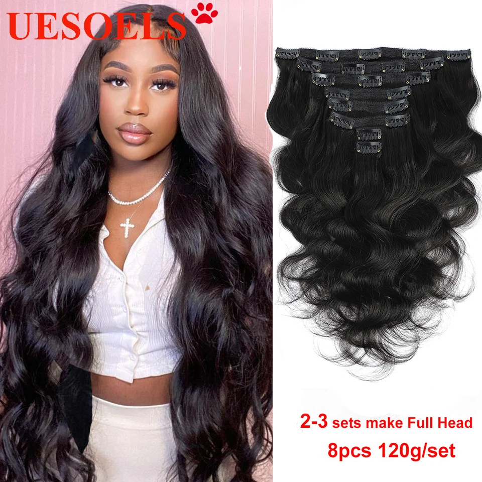 Clip In Human Hair Extensions 8 Pcs/Set Body Wave Natural Color Clip Ins 100% Remy Brazilian Hair 8-26 Inches 120G For Women
