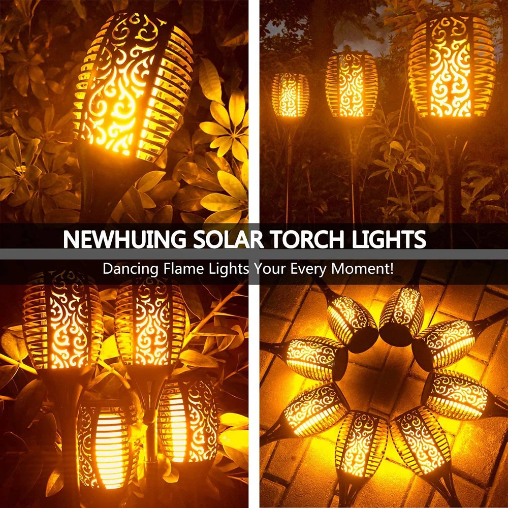 solar hanging lanterns Solar Lamp Outdoor Solar Lights Waterproof Landscape Garden Pathway Light with Vivid Dancing Flickering Flames Christmas gift outdoor solar lights for house