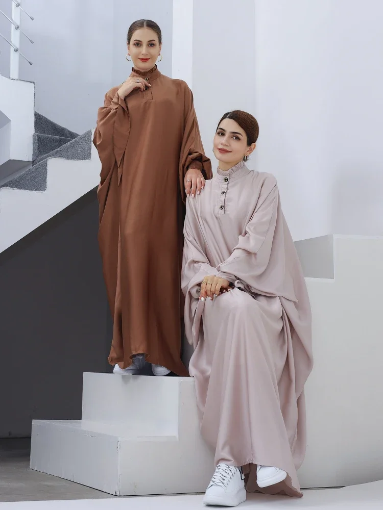 Butterfly Abaya Dress Bat Sleeves Muslim Long Dresses Plain Loose Abayas for Women Dubai Eid Islamic Modest Kaftan (No Hijab )