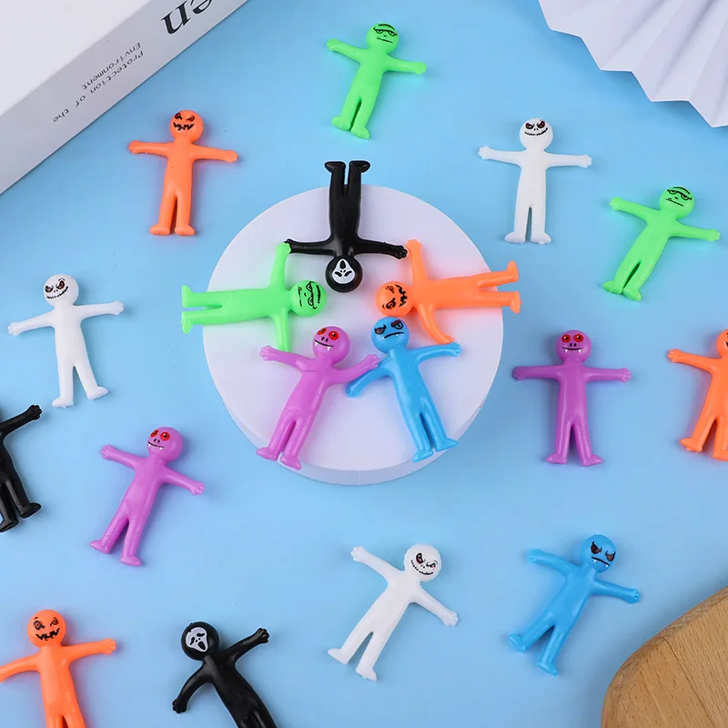 12/24/36Pcs Halloween Stretchy Toy Gift Kids Halloween Birthday Party Favors Goody Bag Basket Filler Funny Little Man Fidget Toy
