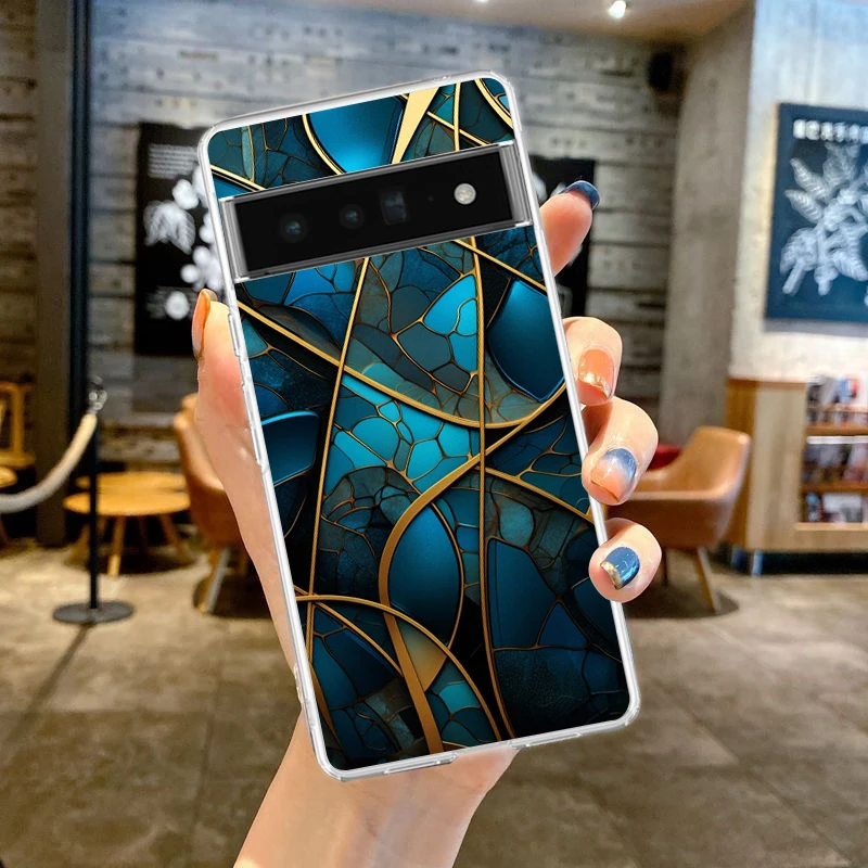 Elegant Marble Design Shockproof Silicone Phone Case - Transparent Shell
