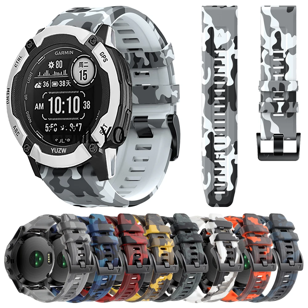 

Камуфляжный силиконовый ремешок QuickFit для Garmin Instinct 2X, ремешок Forerunner 965, S60, S62, S70, ремешок 22, 26 мм, наружный спортивный браслет