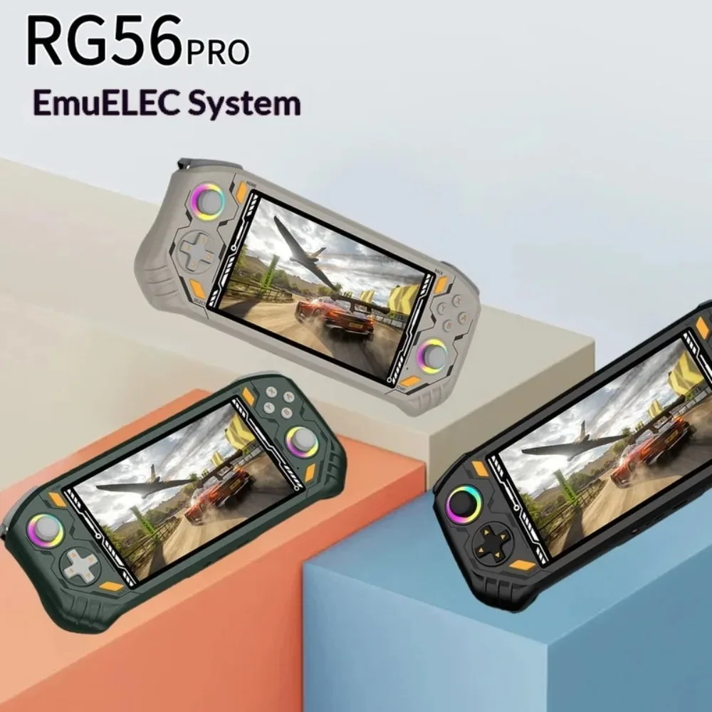 جهاز ألعاب محمول RG56 Pro بشاشة HD مقاس 5.5 بوصة، مع عصا تحكم مزدوجة، نظام Emuelec مفتوح المصدر، وحدة تحكم ألعاب أركيد لاسلكية 2